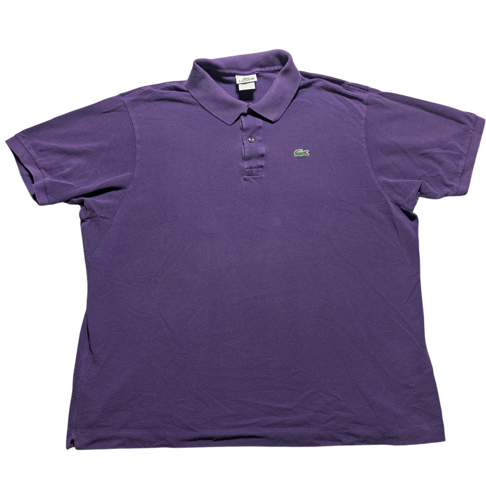 Lacoste Mens Purple Cotton Pique Short Sleeve Crocodile Logo Polo Shirt Size 8